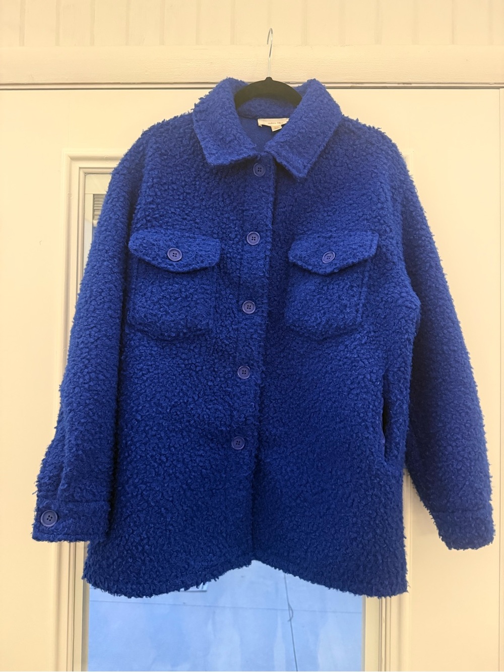 Blue Sherpa Button-Up Jacket